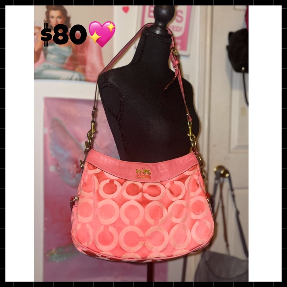 Coach Coral Pink Signature Shoulder Bag